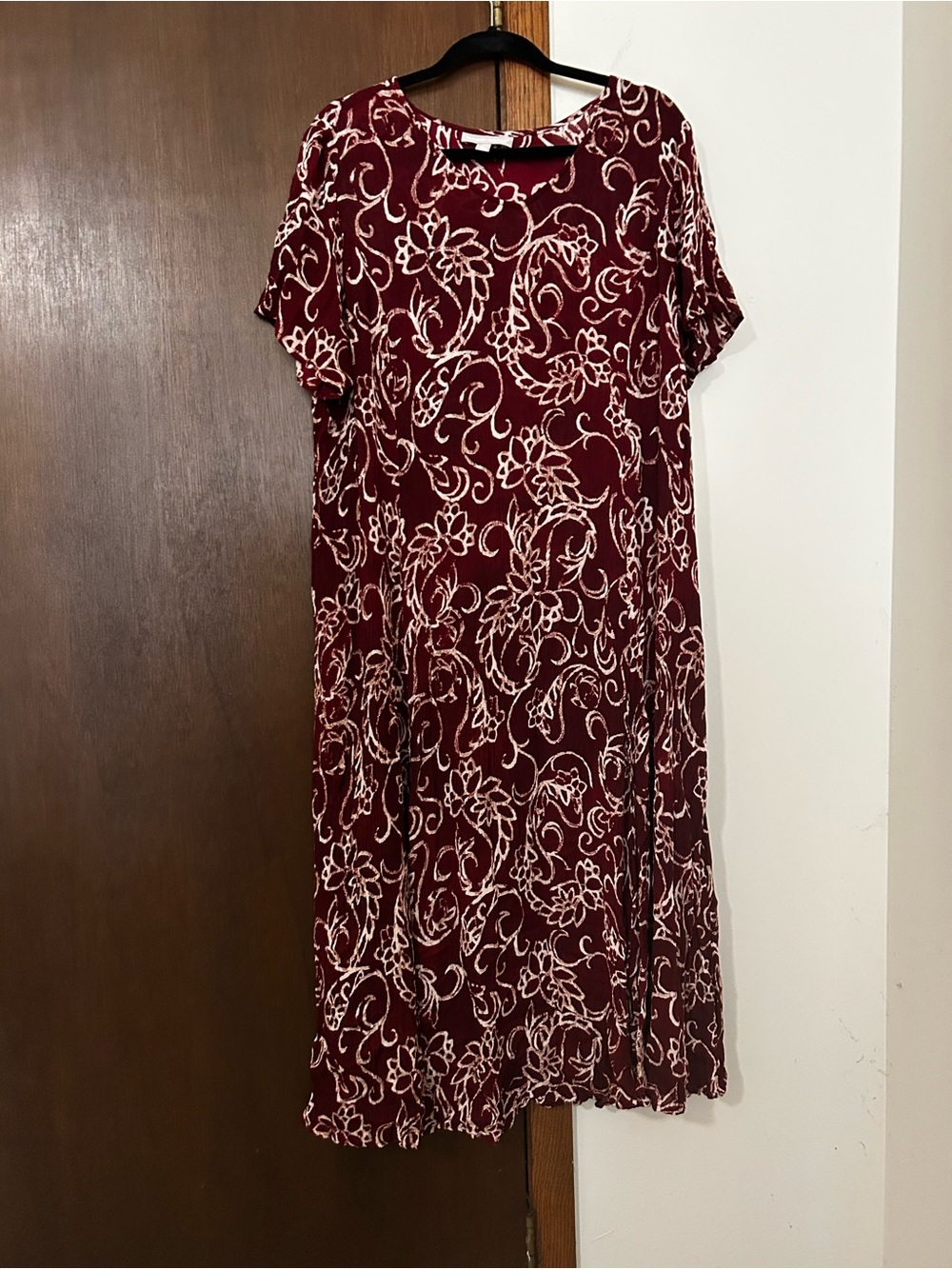 Woman Within Burgundy Floral Midi Swing Dress
